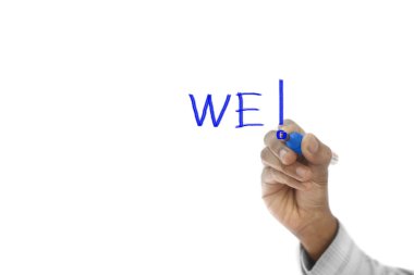 Biz şeffaf silme tahtada yazılı,