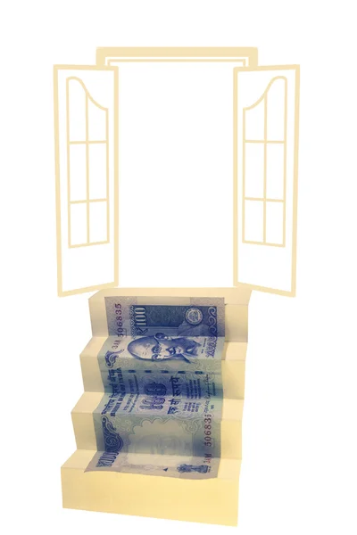 Escadas de Hundred Rupee Banknote — Fotografia de Stock