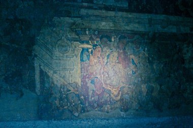 Anlatı Resim Sergisi, Ajanta mağara No 1, Ajanta, Aurangabad, Indi