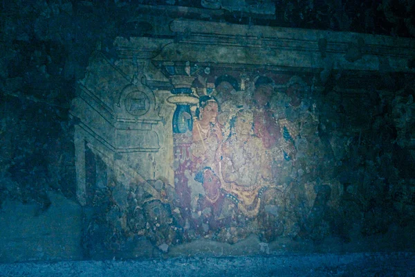 Narativní malby, Ajanta Cave No. 1, Ajanta, Aurangabad, Indi — Stock fotografie