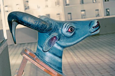 Bos gaurus Heykeli, Gaur Head bir Müzede sergilendi, Miao, Arunachal Pradesh, Hindistan