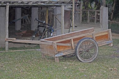 Old type Wooden Push / Pull Cart, Miao, Arunachal Pradesh, India