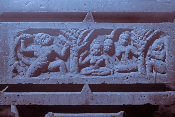 Schnitzerei Shri Bhiravnath Tempel Von Lord Shiva Kikli Maharashtra Indien — Stockfoto
