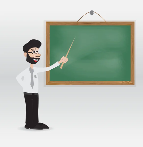 Cartoon leraar met schoolbord — Stockvector