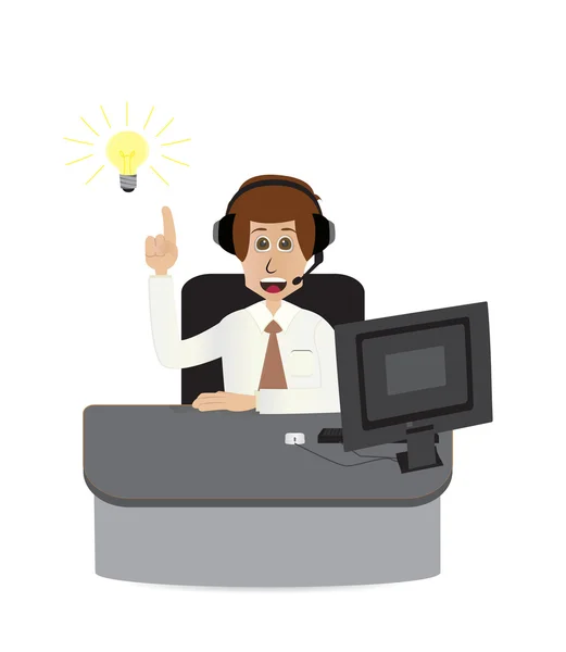 Caricatura call center oficial — Vector de stock