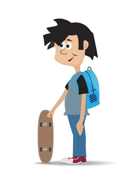 Cartoon Young Man Using Skateboard — Stock Vector