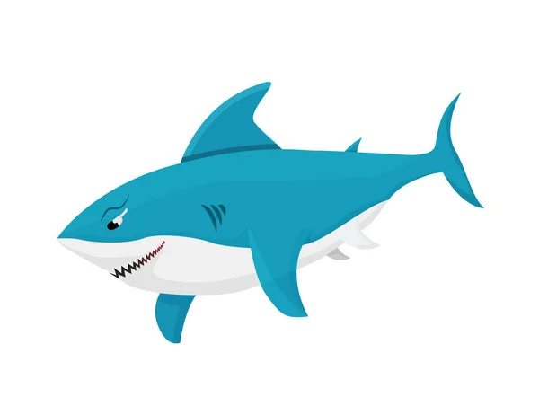 Tiburón Azul Aislado Fondo Blanco — Vector de stock
