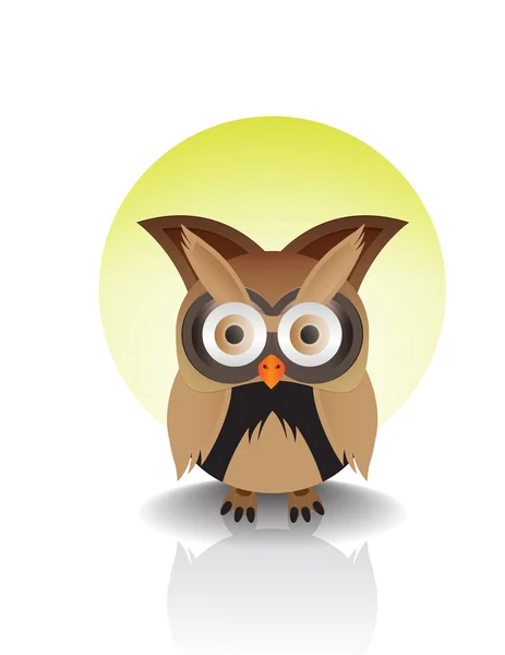 Vector image of an owl on sun backbround — Stock Vector