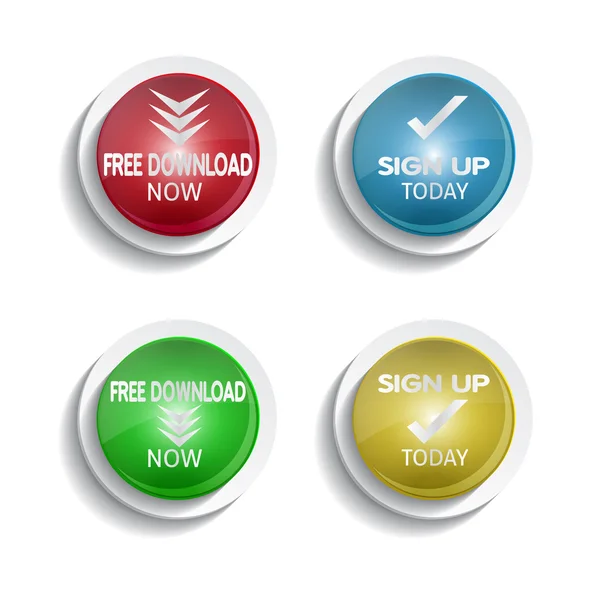 Round download and signup buttons — Stock Vector