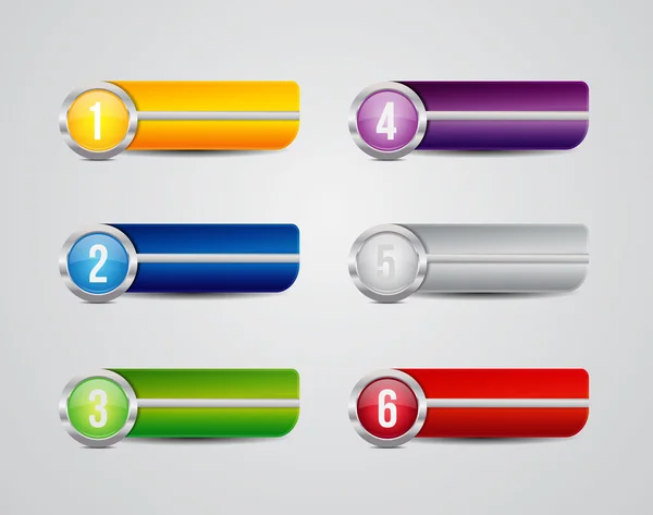 Boutons de bannières d'options colorées horizontales — Image vectorielle
