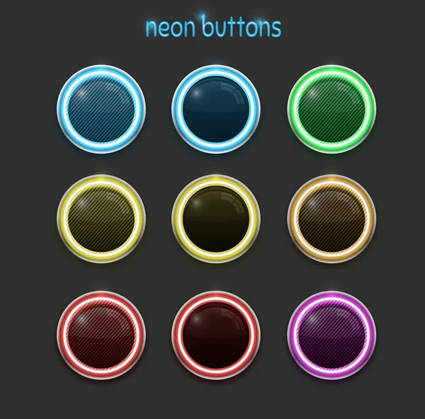 Round neon buttons — Stock Vector