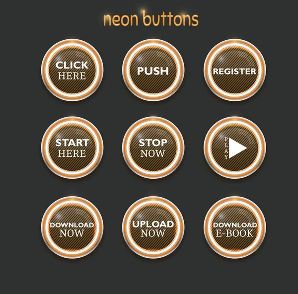 Neon dowload buttons — Stock Vector