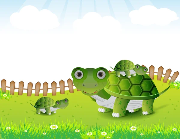 Schildpad familie illustratie — Stockvector