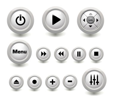 Multimedia buttons collection clipart
