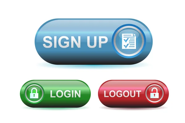 Login en logout knoppen — Stockvector