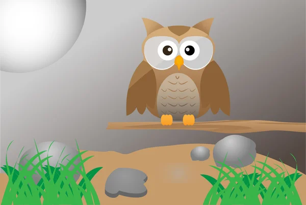 Brown Cute Owl — Stock Vector