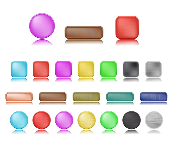 Tlačítka s různými tvaru a barvy — Stockový vektor