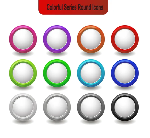 Round Colorful Glossy Icons — Stock Vector