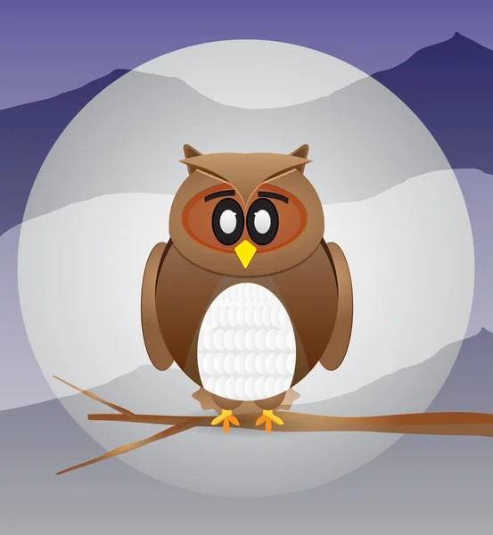 Owl With Moon Background — Stock Vector