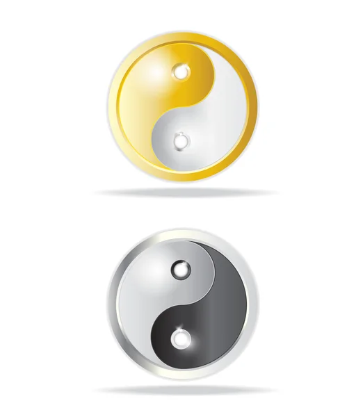 Gold and black yin yang sign — Stock Vector