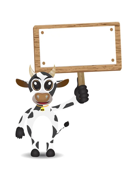 Ko tecknade hålla textruta — Stock vektor