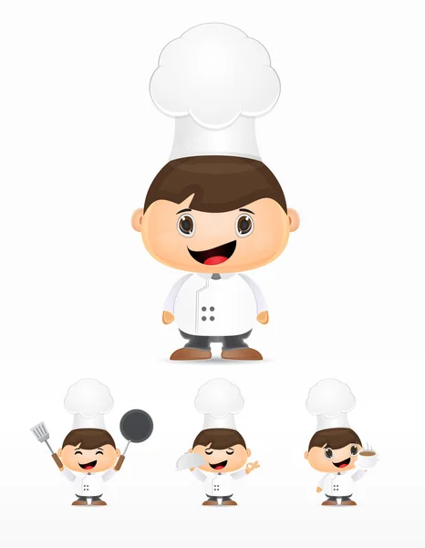 Set chef kid cartoon — Stock Vector