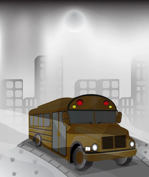Bus dans une ville polluée — Image vectorielle
