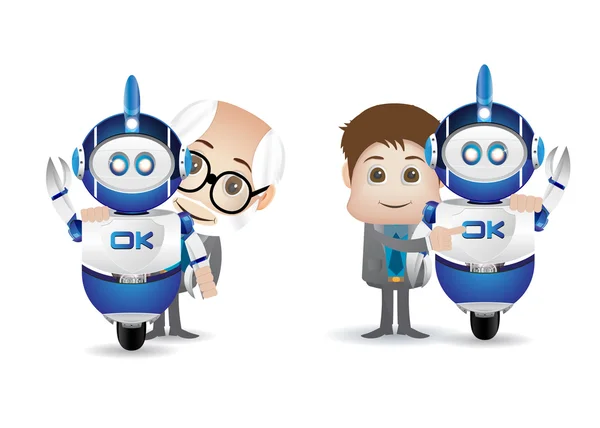 Bilim adamı ve robot — Stok Vektör