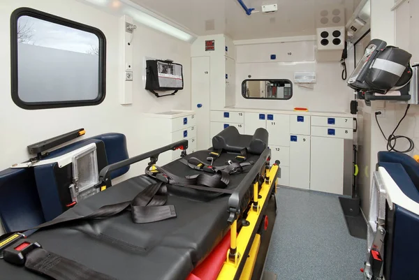 Interior Uma Ambulância — Fotografia de Stock