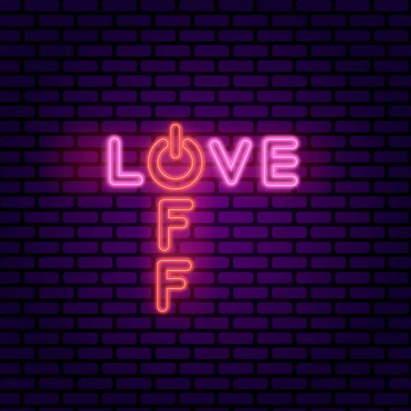Love Neon Word Inscription Switch Letter Concept One Position Brick — стоковый вектор