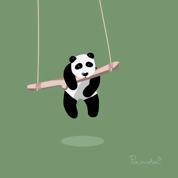 Drôle Panda Dessin Animé Accroché Une Corde Balançoire Hauteur — Image vectorielle