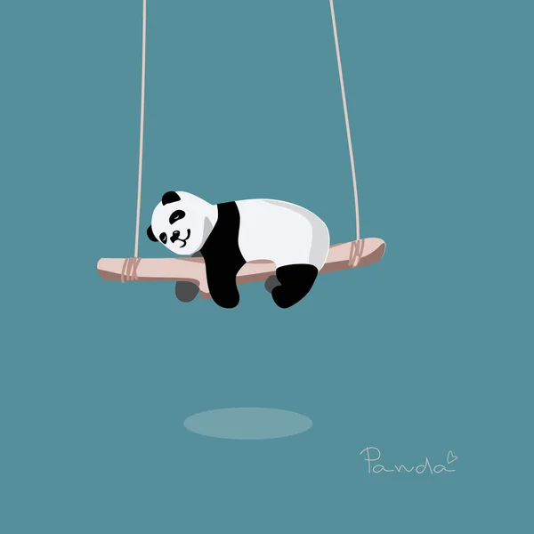 Drôle Panda Dessin Animé Accroché Une Corde Balancer Une Cuisse — Image vectorielle