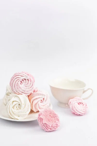 stock image marshmallow colored fruit pink and white sweet dessert se