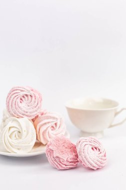 Marshmallow renkli meyve pembesi ve beyaz tatlı se