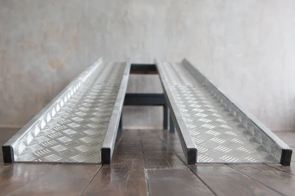Rampa Metal Entrada Passo Compacto Para Pessoas Com Deficiência Cadeiras — Fotografia de Stock