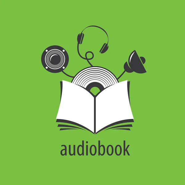 Livre audio. Modèle de logo vectoriel — Image vectorielle
