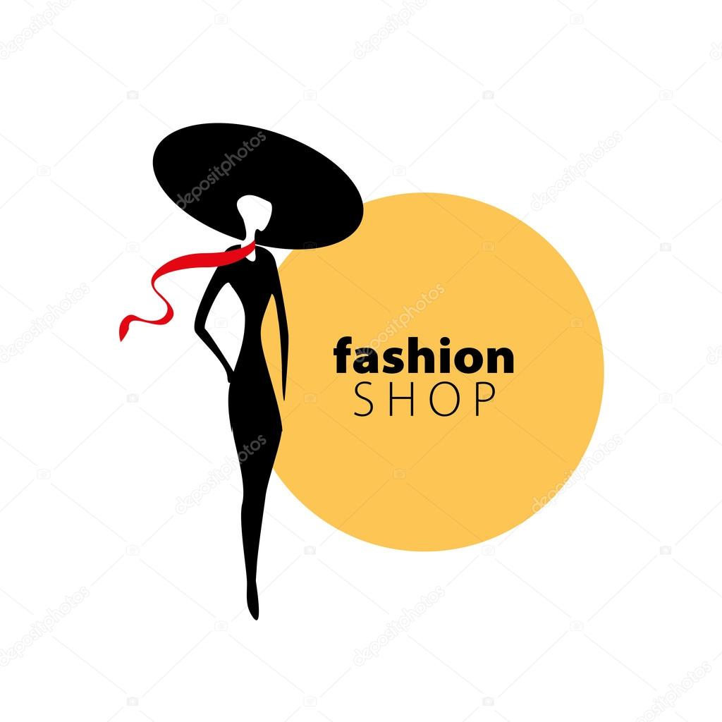 Vector logo for womens fashion. Illustration of girl