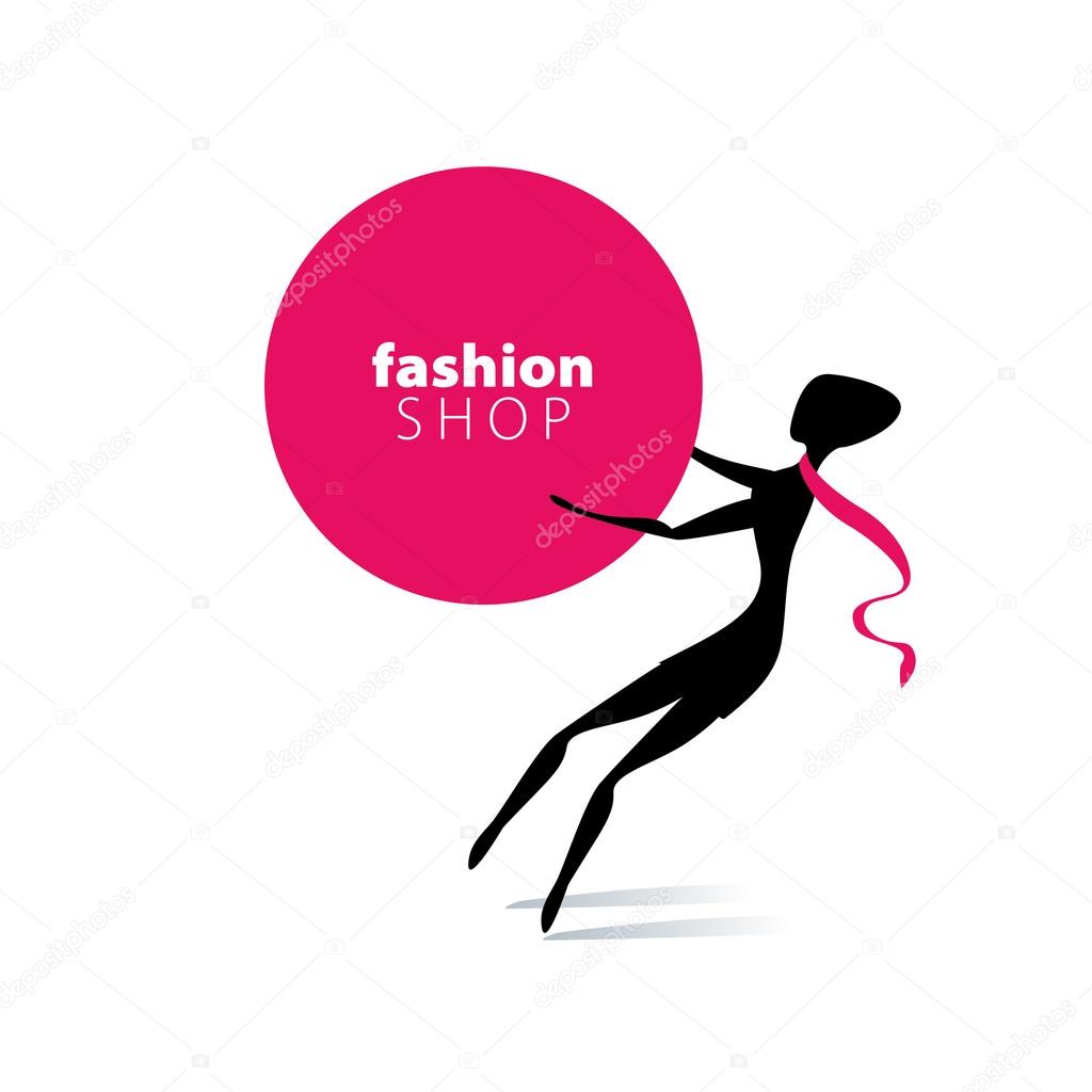 Vector logo for womens fashion. Illustration of girl