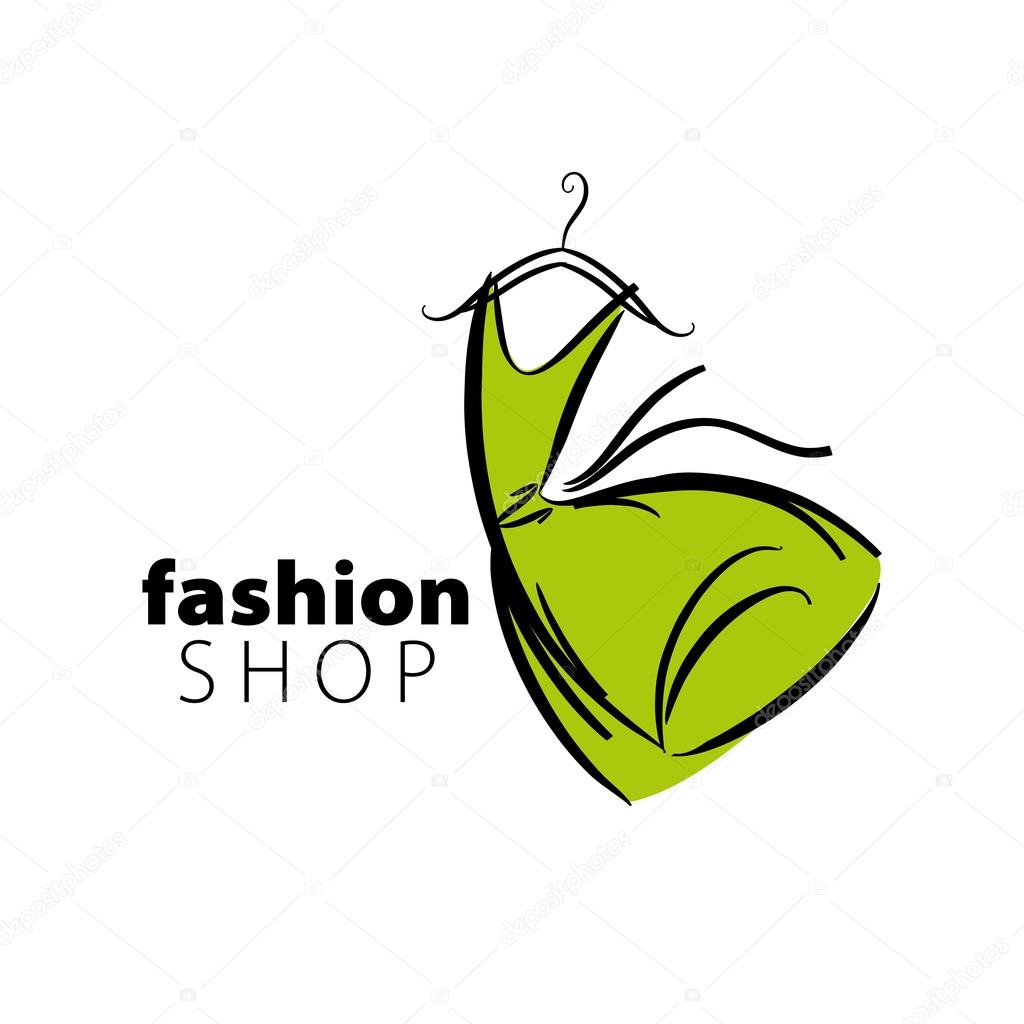 Vector logo clothing. Illustration dress on a hanger
