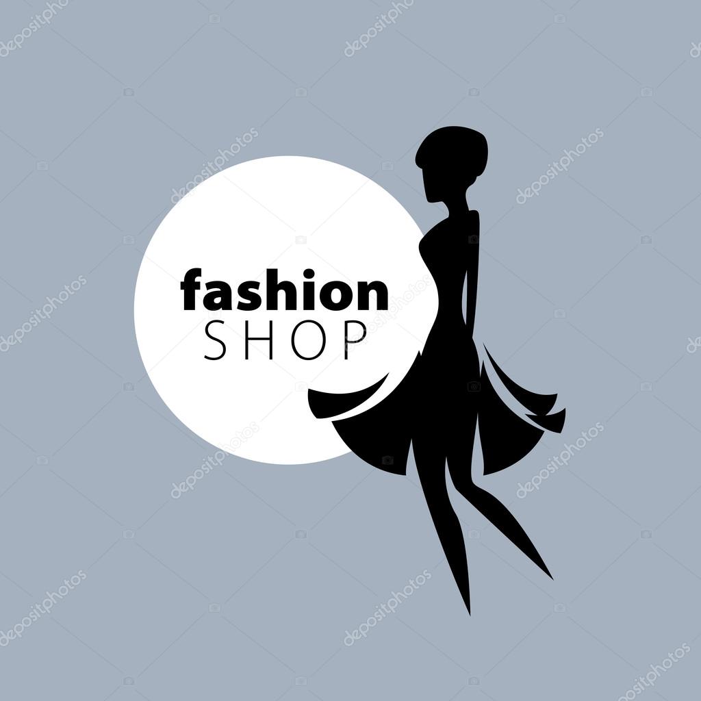 Vector logo for womens fashion. Illustration of girl