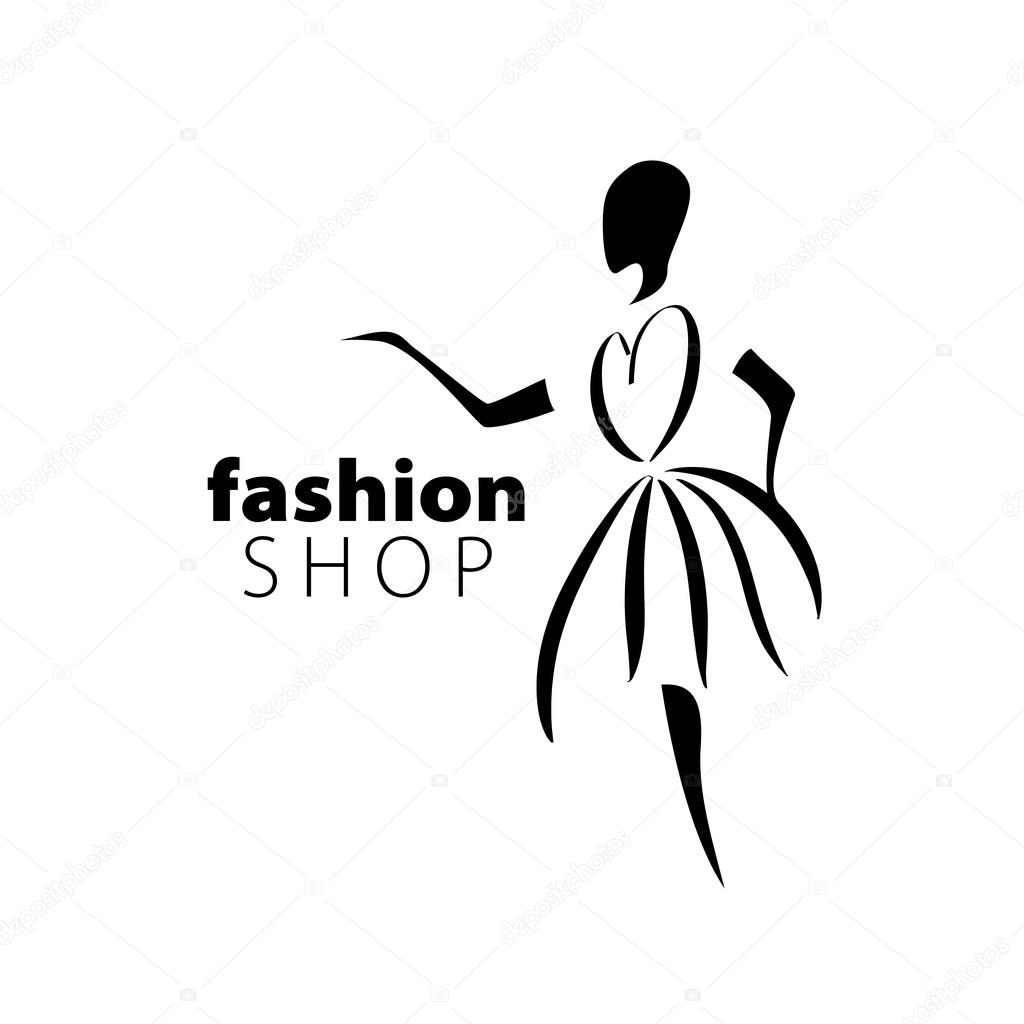 Vector logo for womens fashion. Illustration of girl