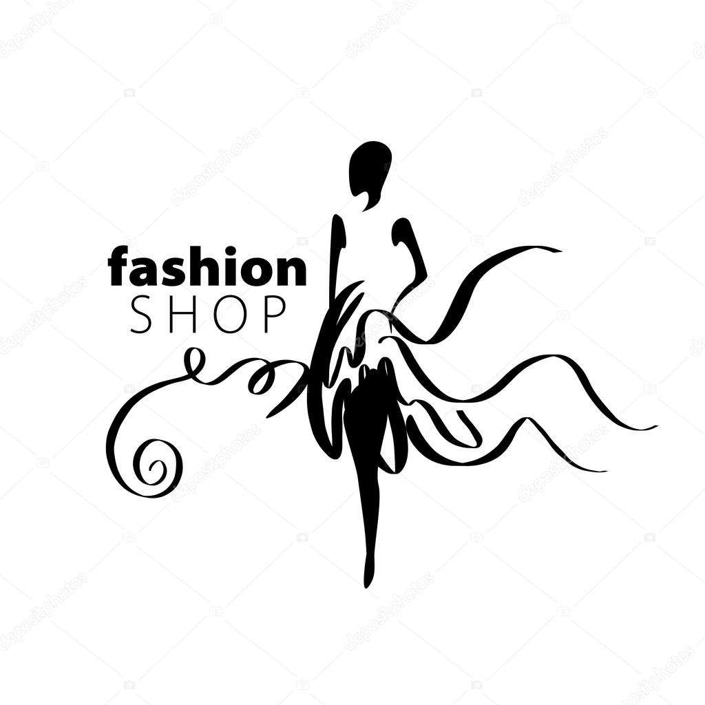 Vector logo for womens fashion. Illustration of girl