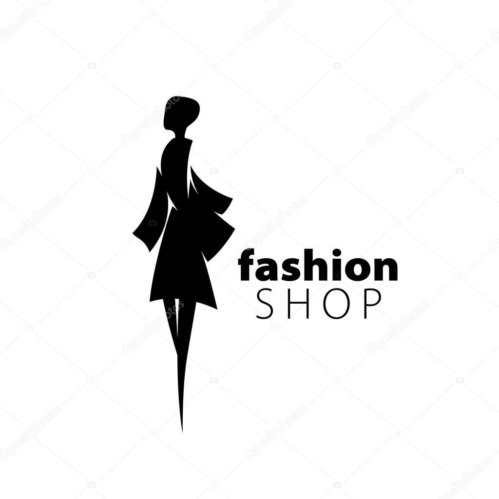 Vector logo for womens fashion. Illustration of girl