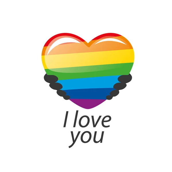 Logo cuore e arcobaleno — Vettoriale Stock