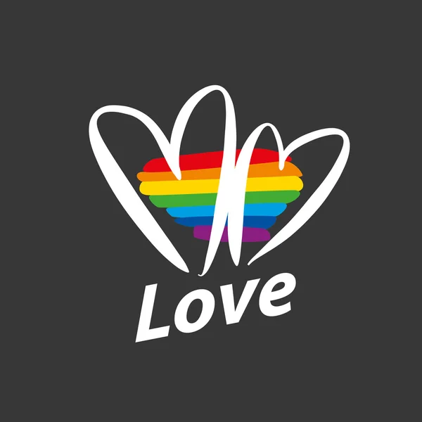 Logo corazón y arco iris — Vector de stock