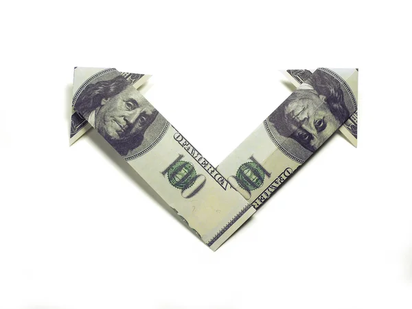 Dollars arrow origami — Stock Photo, Image