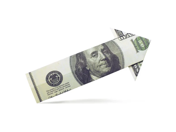 Dolarów strzałka origami — Zdjęcie stockowe