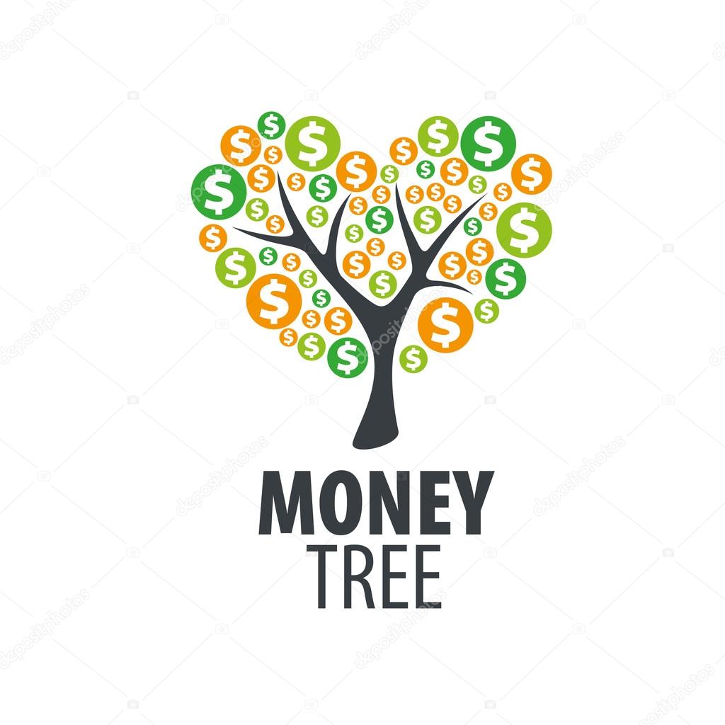 Logo design template money tree. Vector illustration