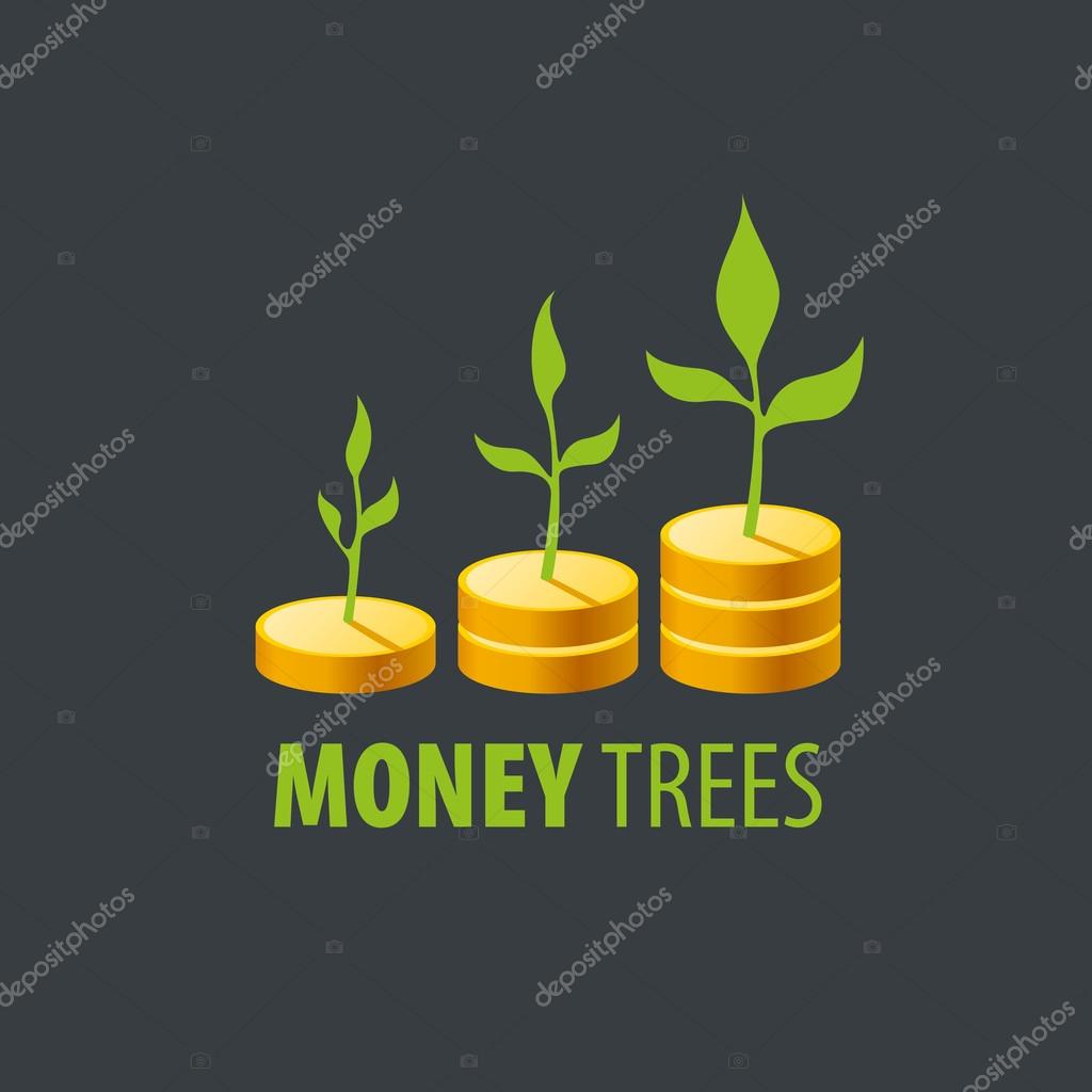 Logo design template money tree. Vector illustration