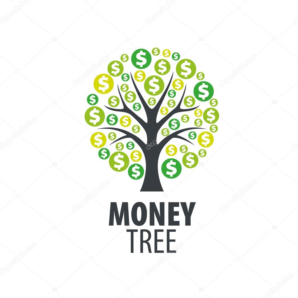 Logo design template money tree. Vector illustration